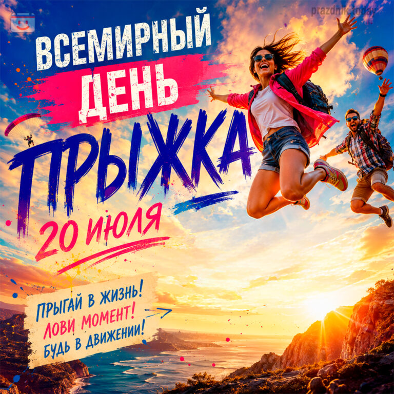 Открытка ко Всемирному дню прыжка 20 июля