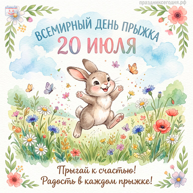 Открытка ко Всемирному дню прыжка 20 июля
