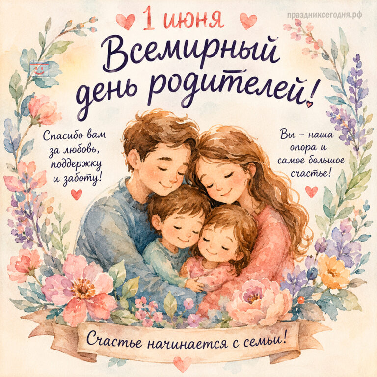 Открытка ко Всемирному дню родителей 1 июня
