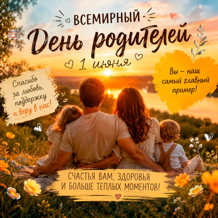 Открытка ко Всемирному дню родителей 1 июня