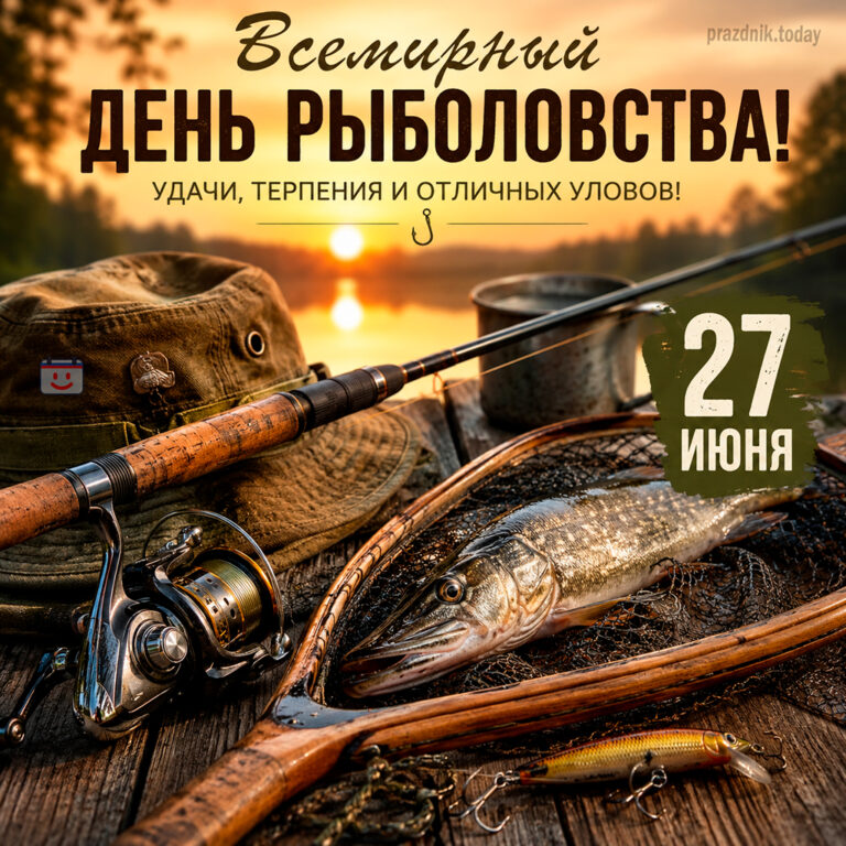Открытка ко Всемирному дню рыболовства 27 июня