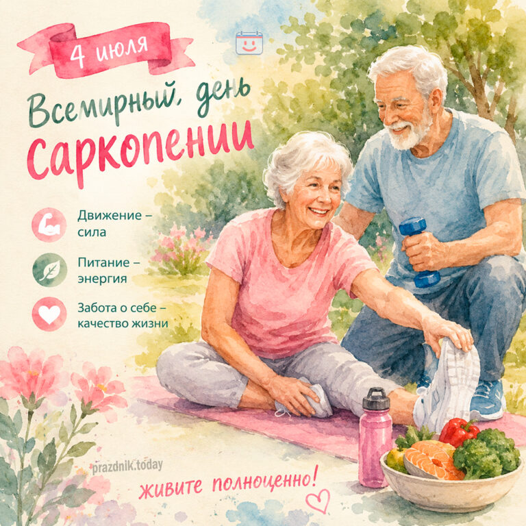 Открытка ко Всемирному дню саркопении 4 июля