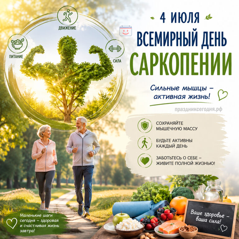 Открытка ко Всемирному дню саркопении 4 июля
