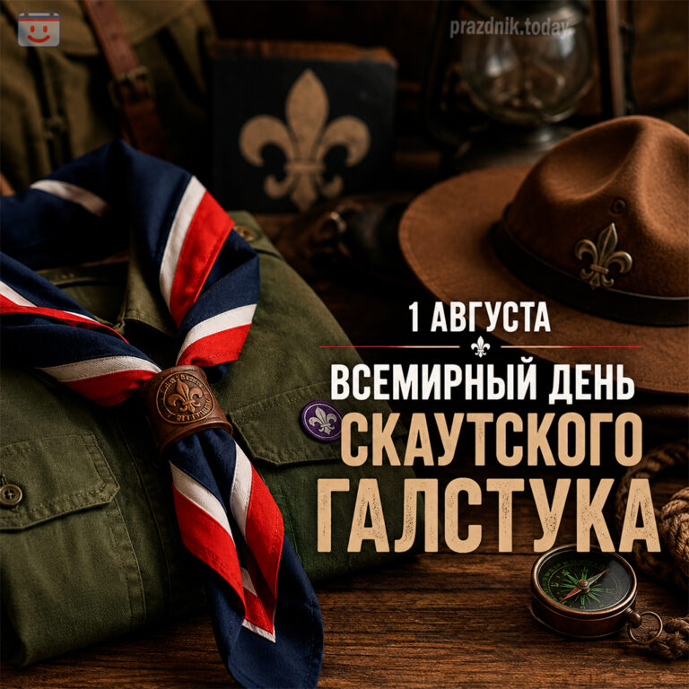 Открытка ко Всемирному дню скаутского галстука 1 августа