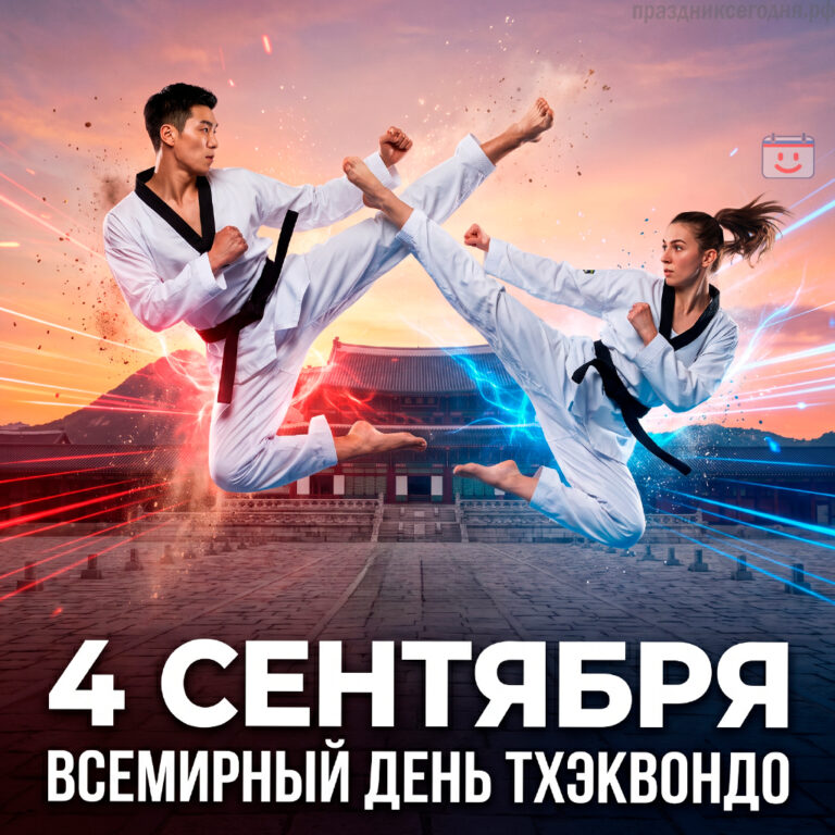 Открытка ко Всемирному дню тхэквондо 4 сентября