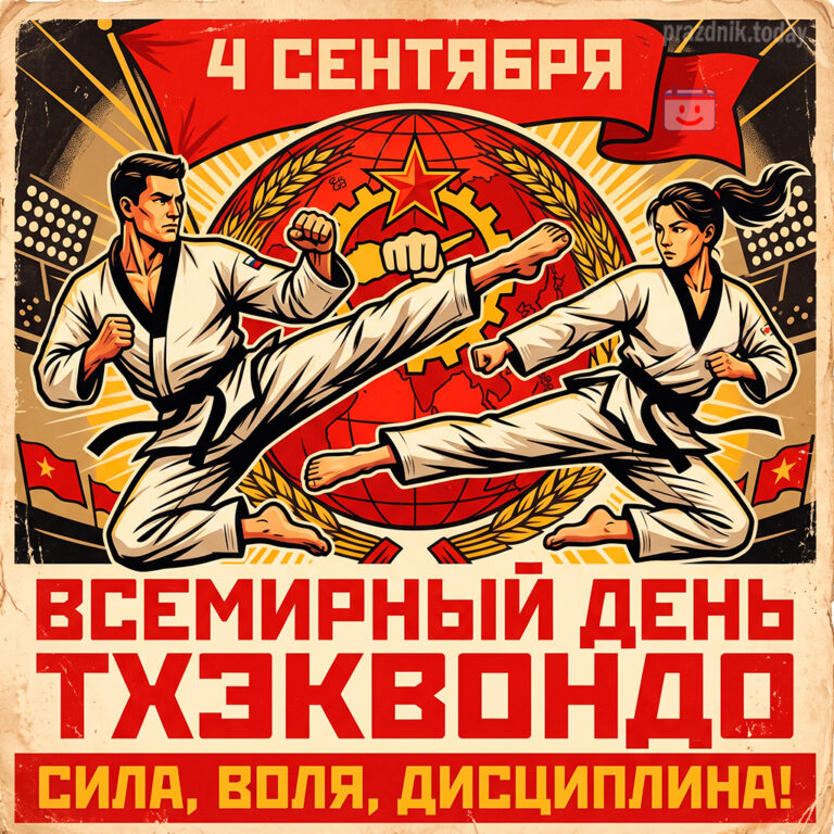 Открытка ко Всемирному дню тхэквондо 4 сентября