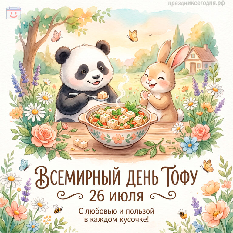 Открытка ко Всемирному дню тофу 26 июля