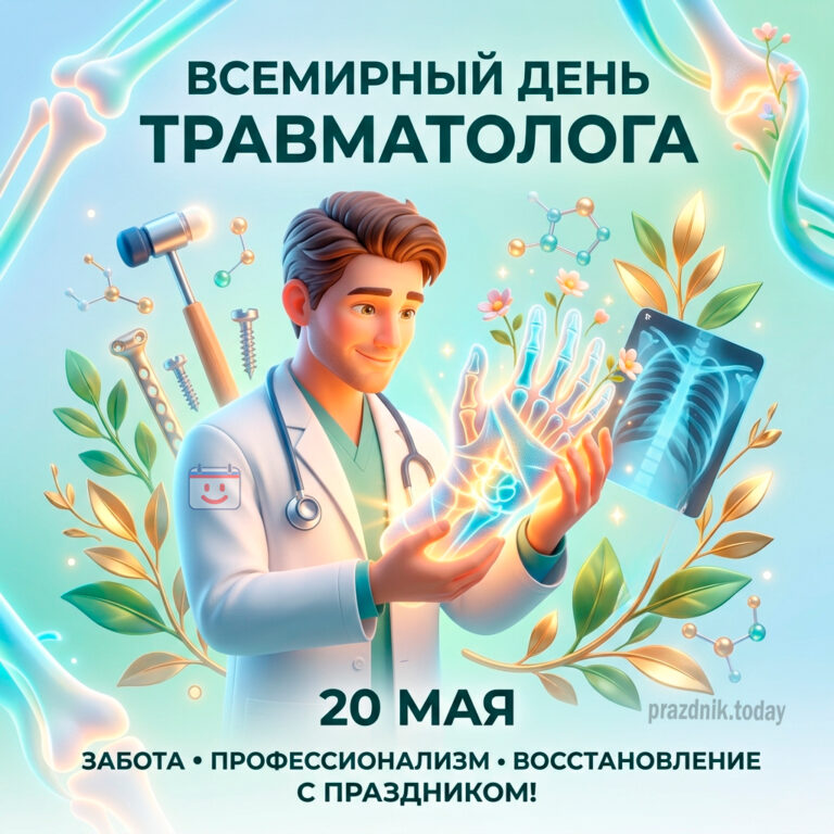 Открытка ко Всемирному дню травматолога 20 мая