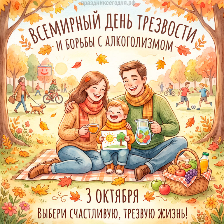 Открытка ко Всемирному дню трезвости и борьбы с алкоголизмом 3 октября