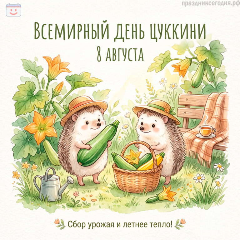 Открытка ко Всемирному дню цуккини 8 августа