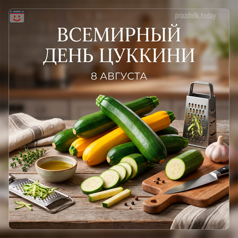 Открытка ко Всемирному дню цуккини 8 августа