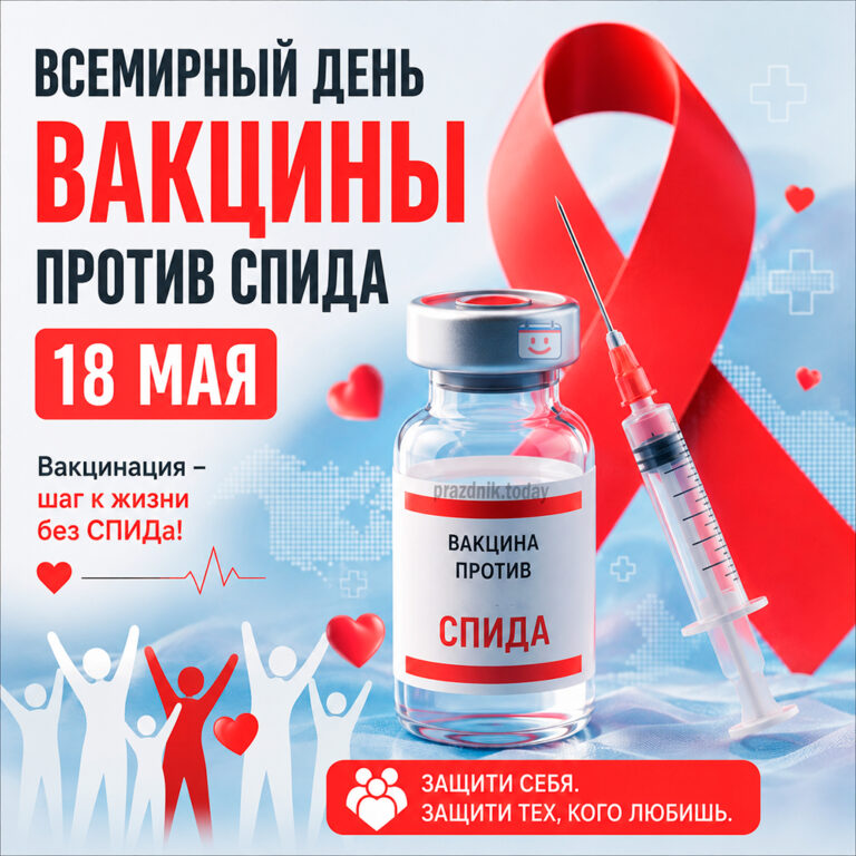 Открытка ко Всемирному дню вакцины против СПИДа 18 мая