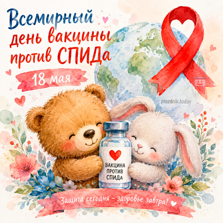Открытка ко Всемирному дню вакцины против СПИДа 18 мая