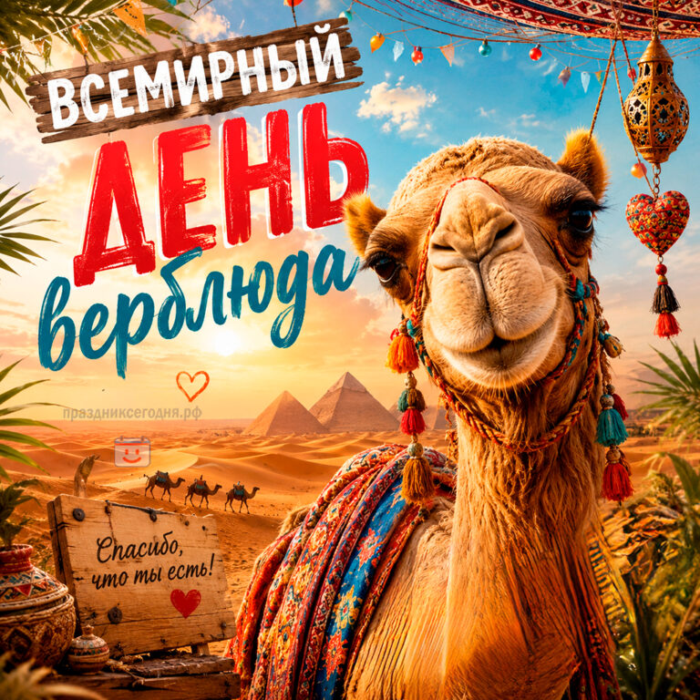 Открытка ко Всемирному дню верблюда 22 июня
