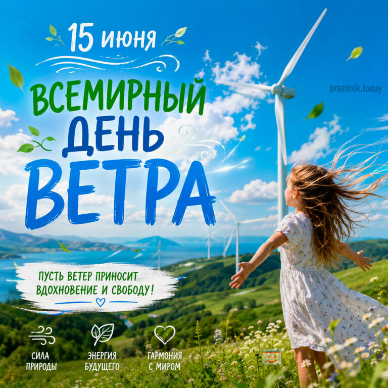 Открытка ко Всемирному дню ветра 15 июня
