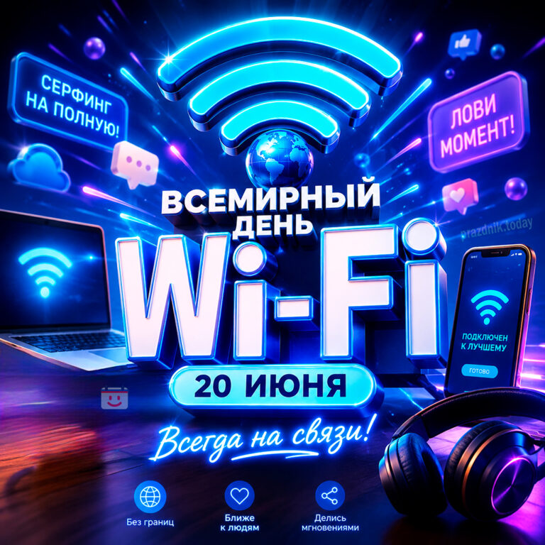 Открытка ко Всемирному дню Wi-Fi 20 июня