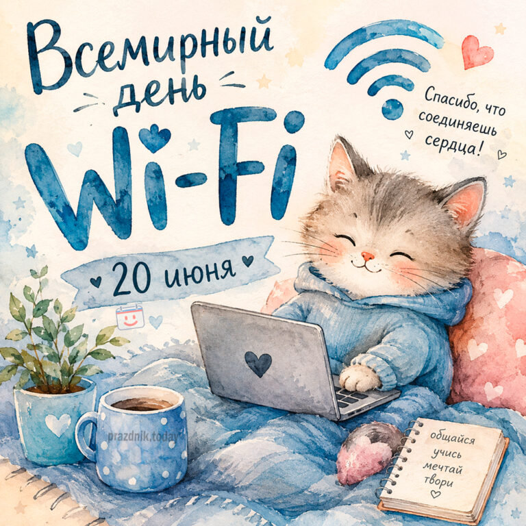 Открытка ко Всемирному дню Wi-Fi 20 июня