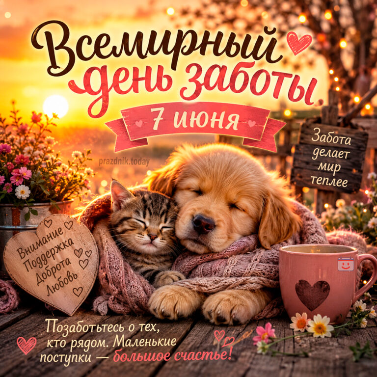 Открытка ко Всемирному дню заботы 7 июня