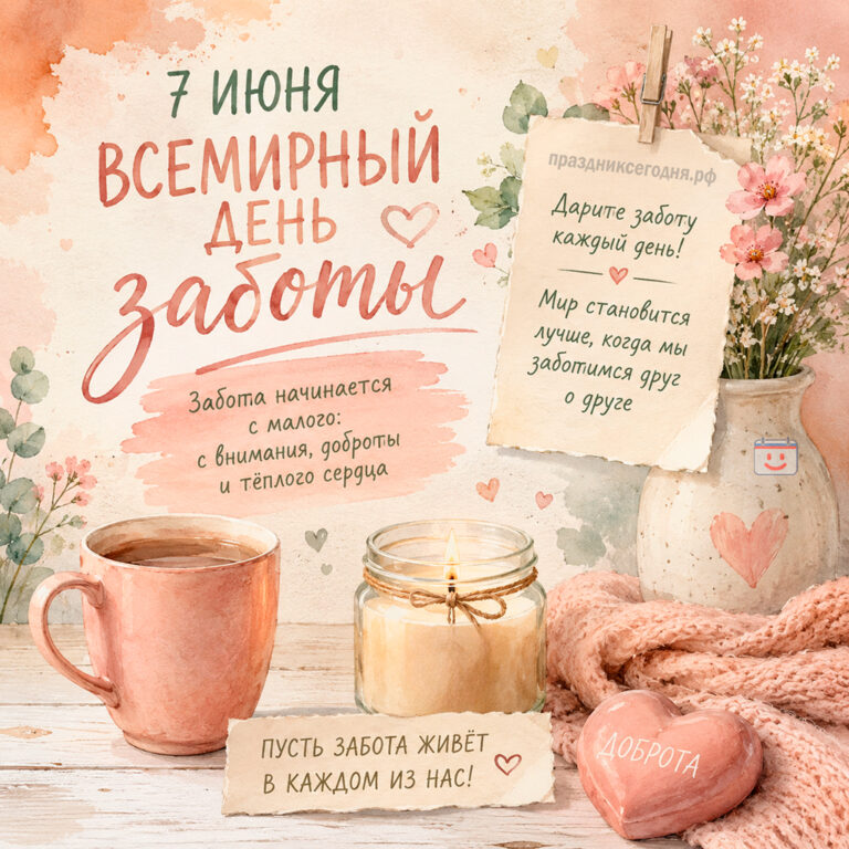 Открытка ко Всемирному дню заботы 7 июня