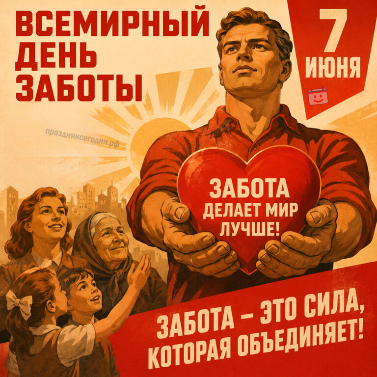 Открытка ко Всемирному дню заботы 7 июня