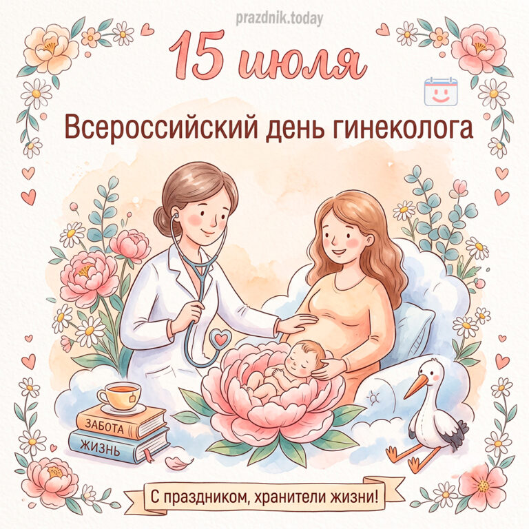 Открытка ко Всероссийскому дню гинеколога 15 июля